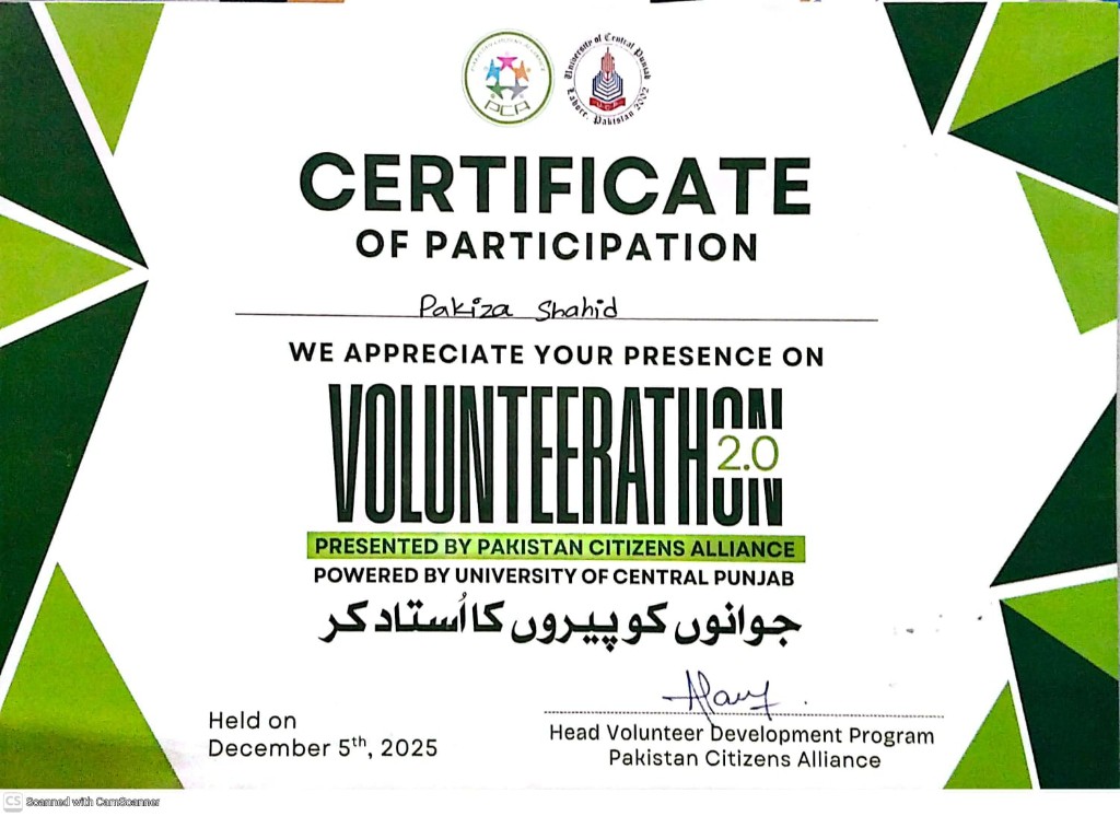 Volunteerathon 2.0 Certificate